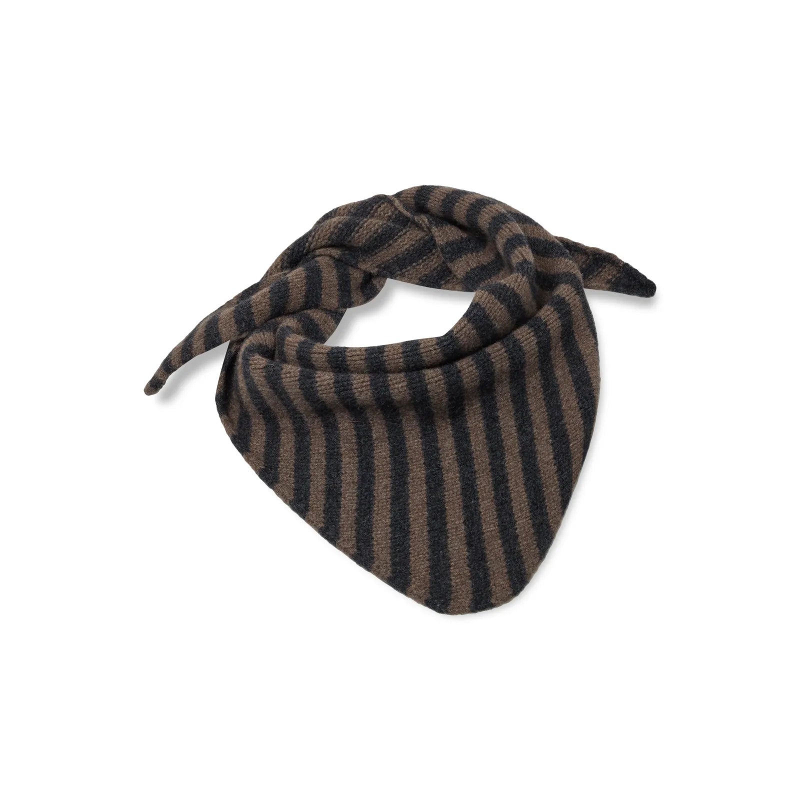 ÉCHARPE TRIANGLE RAYEE MOCHA CHARCOAL